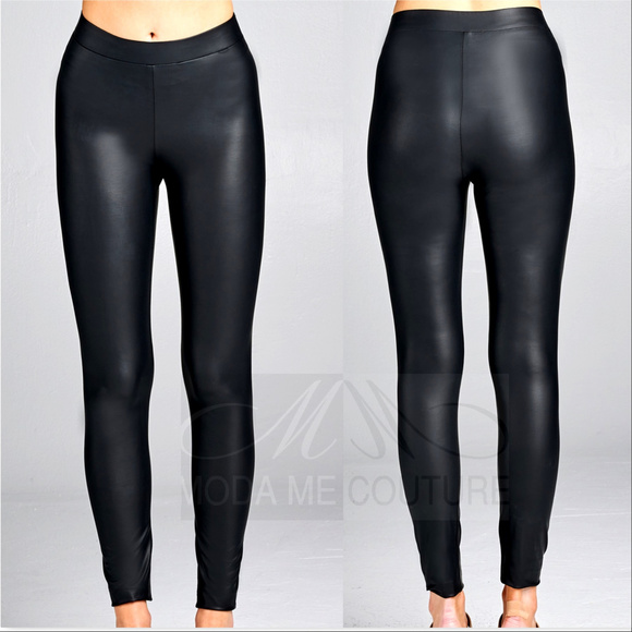 BLACK FAUX LEATHER LEGGINGS - Picture 4 of 4